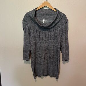 NY Collection Gray Cowl Neck Sweater Relaxed Fit